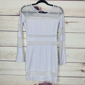 LBD white and mesh bodycon dress